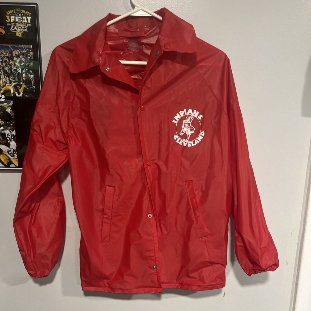 Vintage MLB Cleveland Indians Rain Jacket Size L 1980s